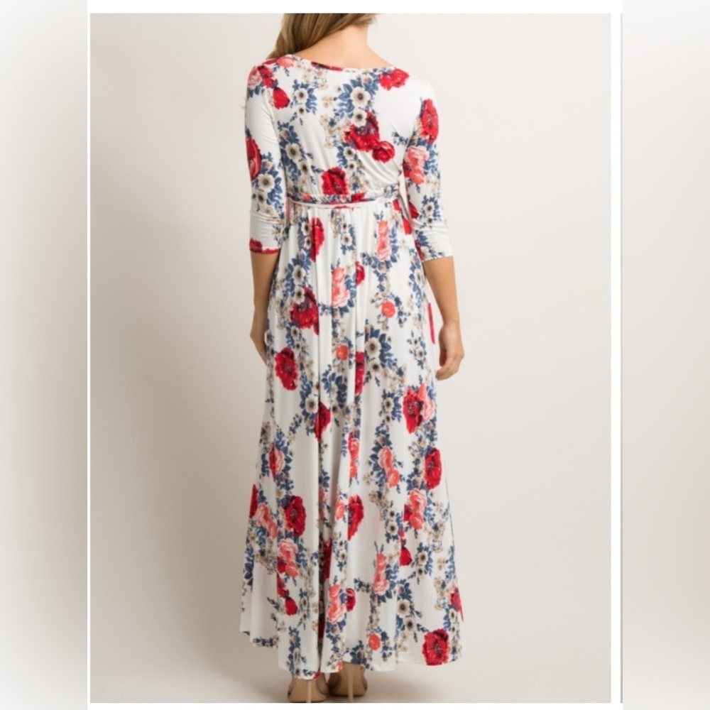 PinkBlush White Floral Maternity Wrap Maxi Dress, Size XL, Great Condition!! - Picture 3 of 4